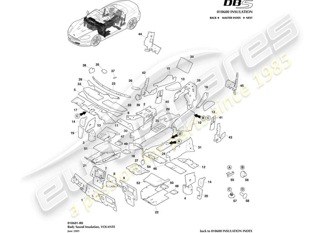 ein teilediagramm aus dem teilekatalog aston martin dbs (2012)