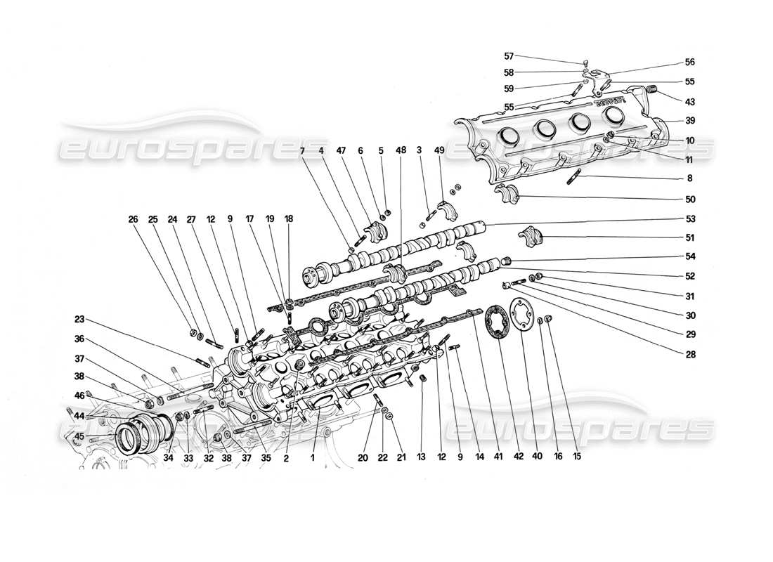 ferrari mondial 3.0 qv (1984) zylinderkopf (links) teilediagramm