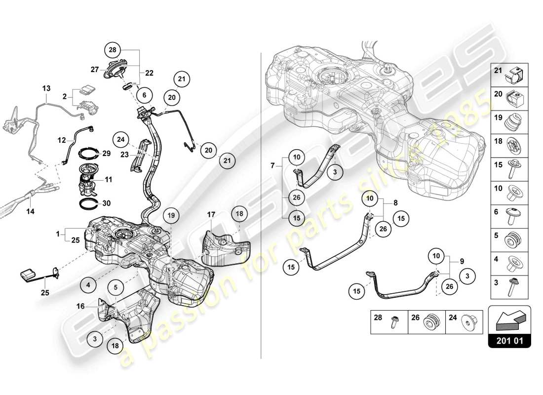 lamborghini urus s (2023) kraftstofftank teilediagramm