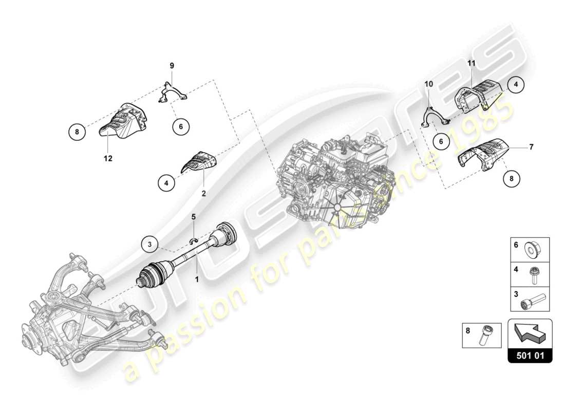 lamborghini evo coupe (2022) achswelle hinten ersatzteildiagramm