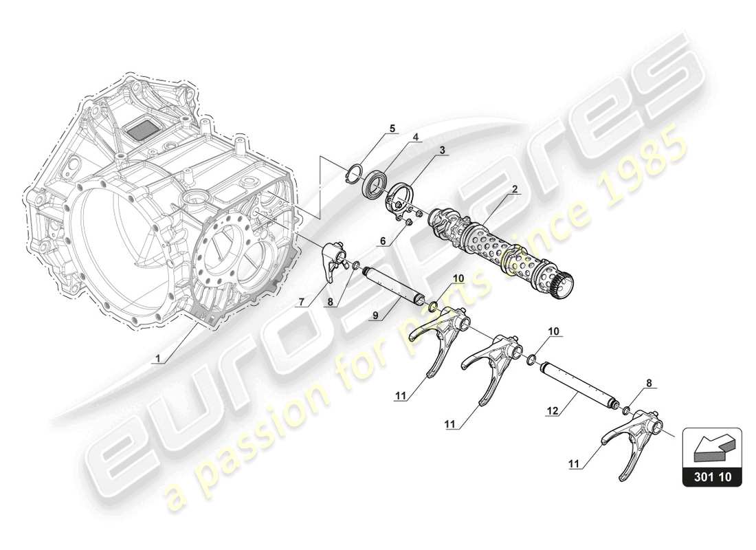 lamborghini gt3 evo (2018) schaltgabel - ersatzteildiagramm