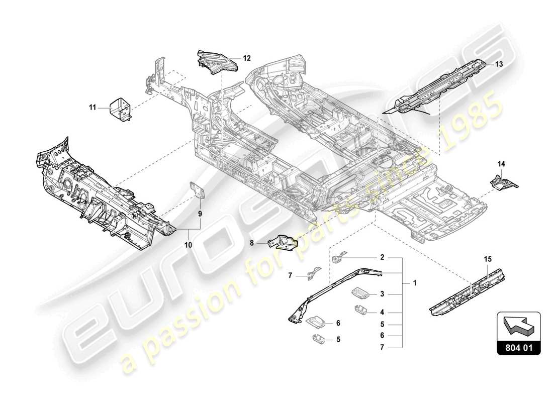 lamborghini urus (2022) unterboden-teilediagramm