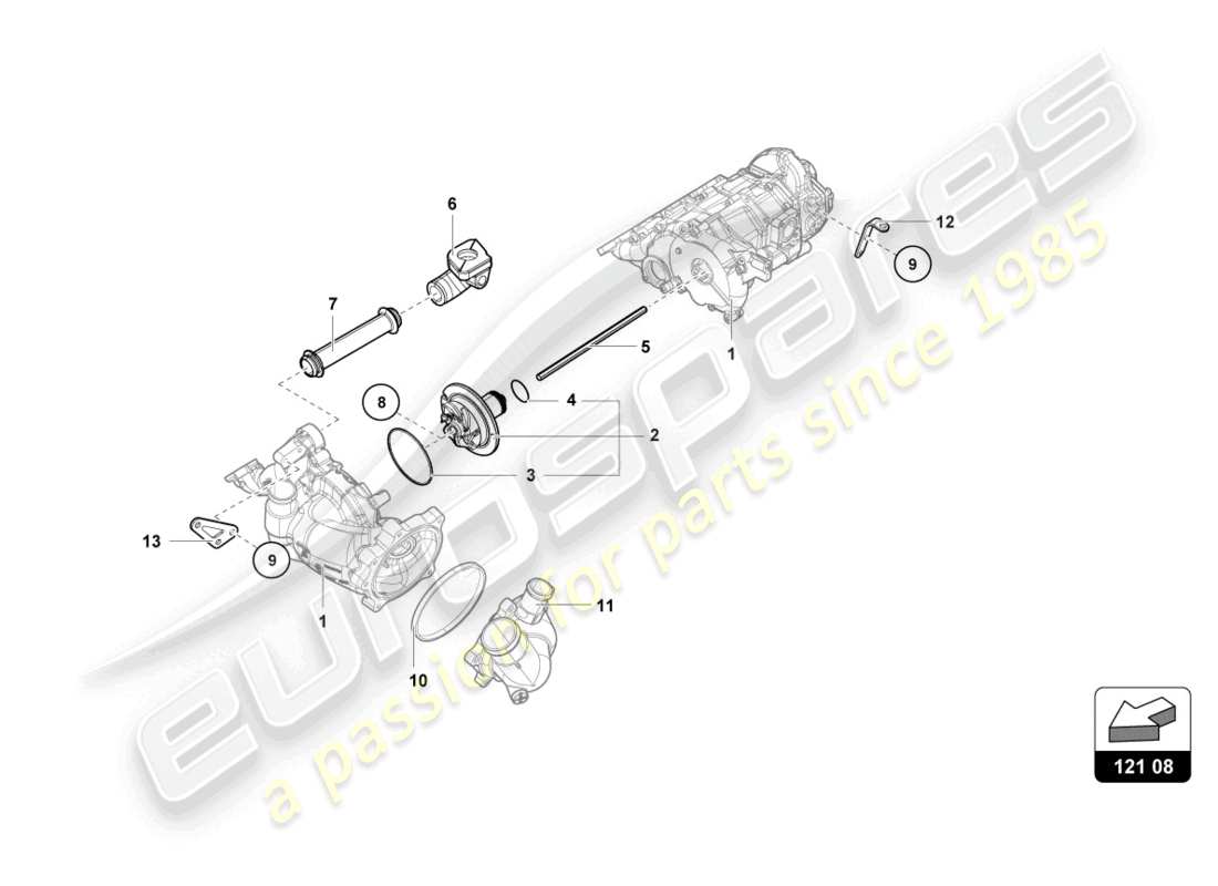 lamborghini super trofeo evo (2018) wasserölpumpe - interne komponenten ersatzteildiagramm