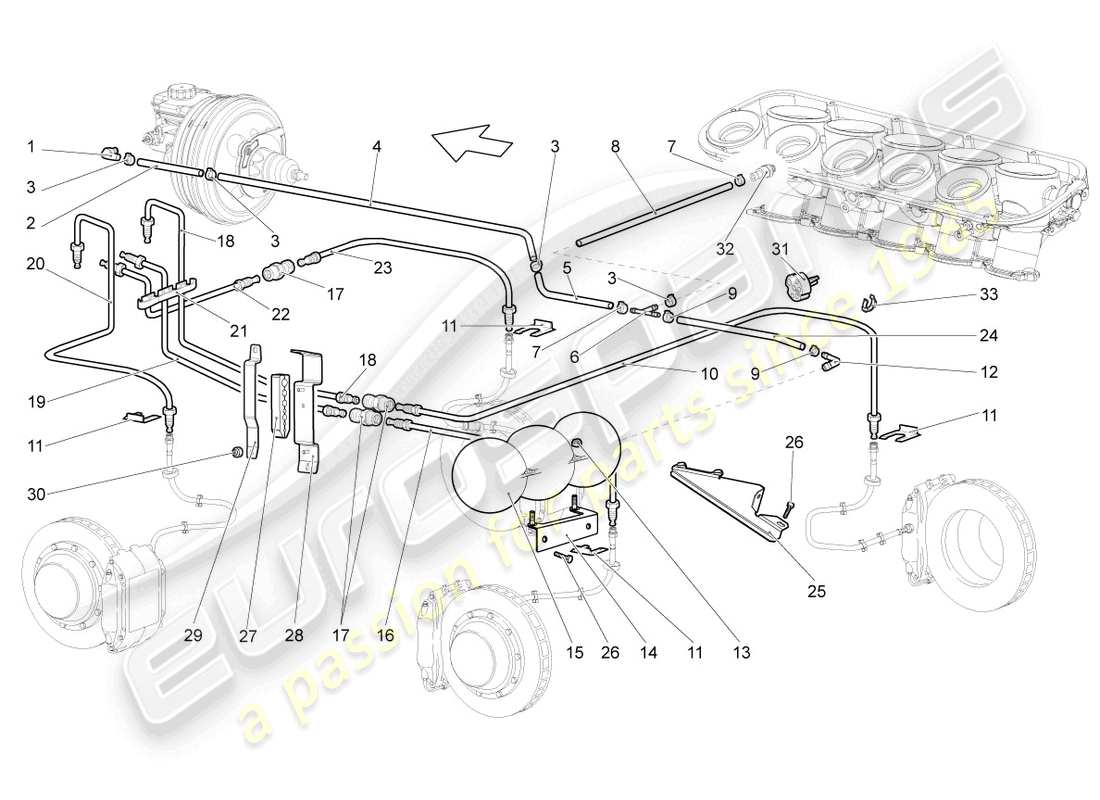 lamborghini gallardo coupe (2004) bremsrohr ersatzteildiagramm