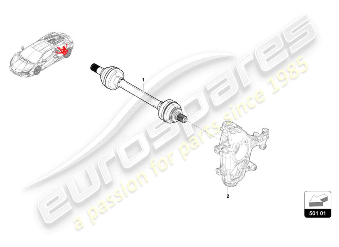 lamborghini revuelto coupe (2024) teilediagramm der hinterachswelle