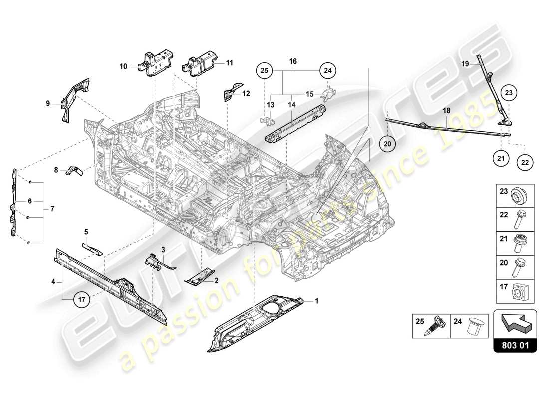 lamborghini urus (2022) unterboden-teilediagramm