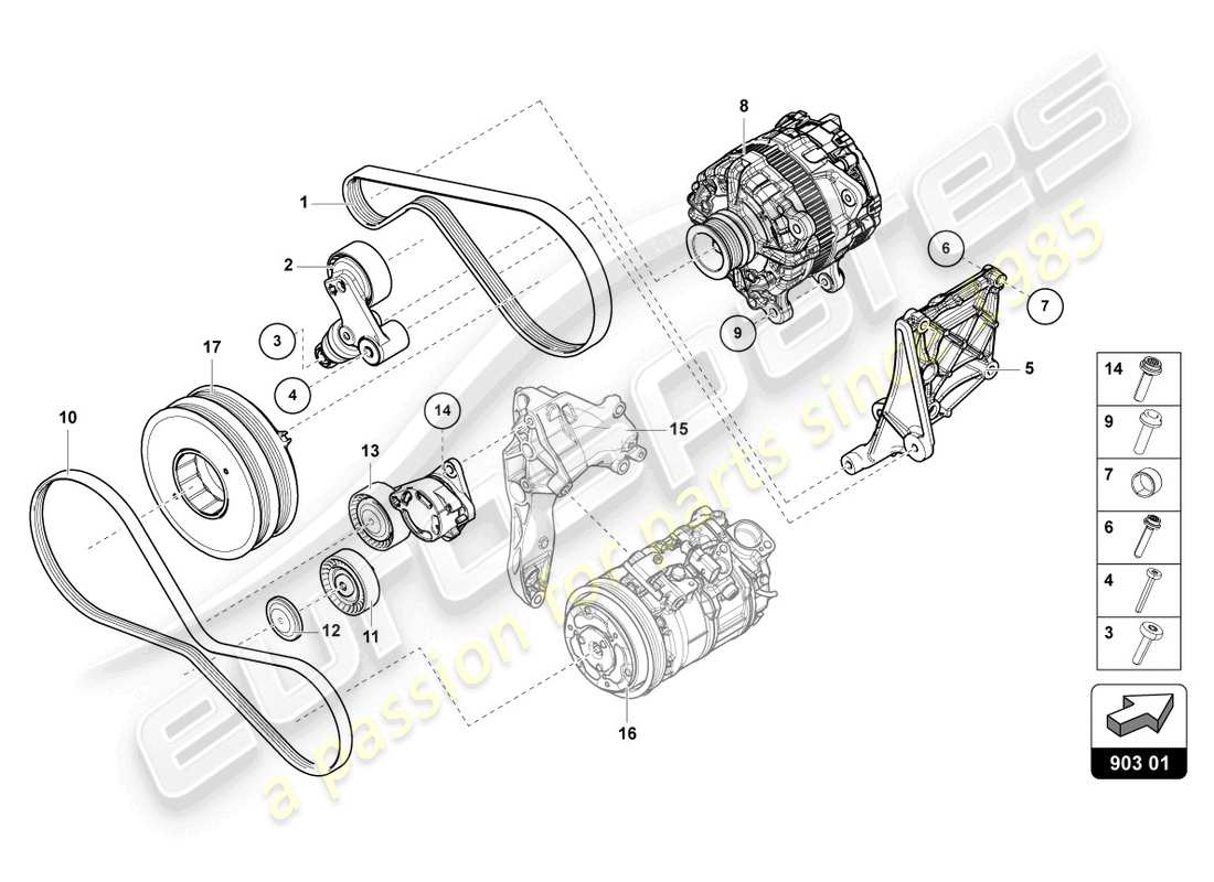 lamborghini urus (2022) lichtmaschine - teilediagramm