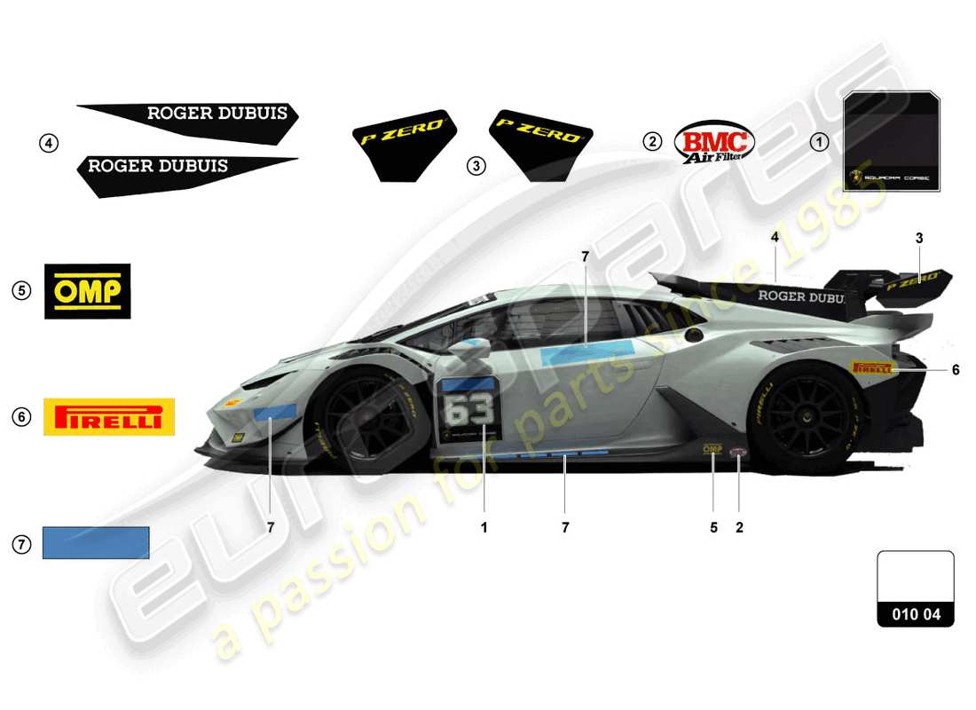 eine teilezeichnung aus dem lamborghini super trofeo evo 2 (2022) teilekatalog