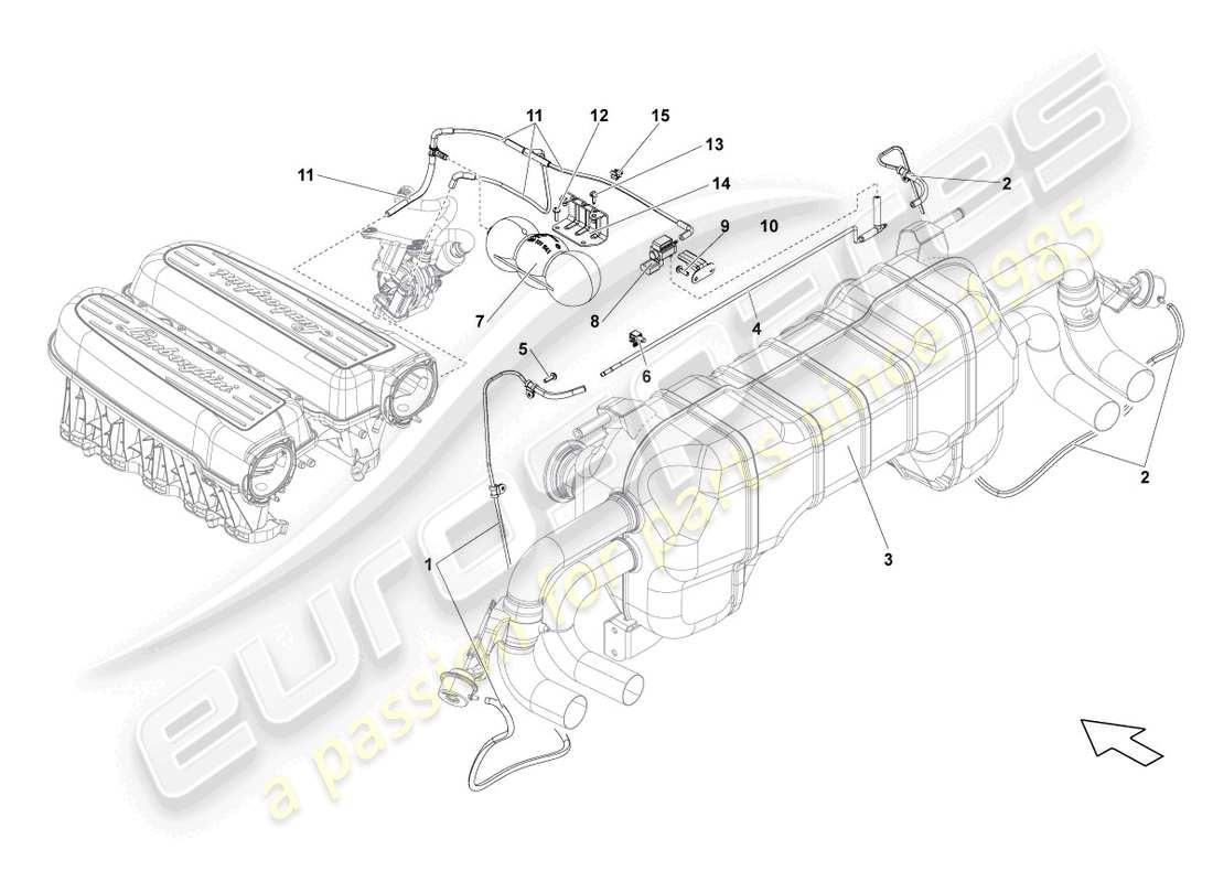 eine teilezeichnung aus dem lamborghini lp560-4 coupe fl ii (2014) teilekatalog