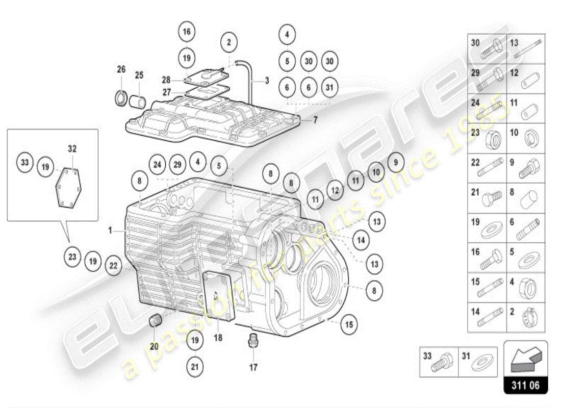 eine teilezeichnung aus dem lamborghini diablo vt (1996) teilekatalog