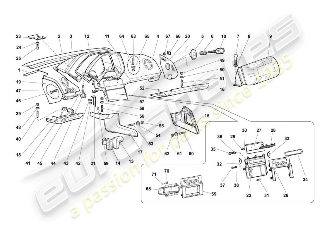 eine Teilezeichnung aus dem Lamborghini LP640 Roadster (2007) Teilekatalog