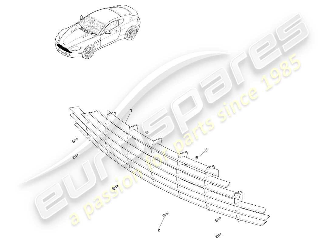 aston martin v8 vantage (2007) kühlergrill-teilediagramm