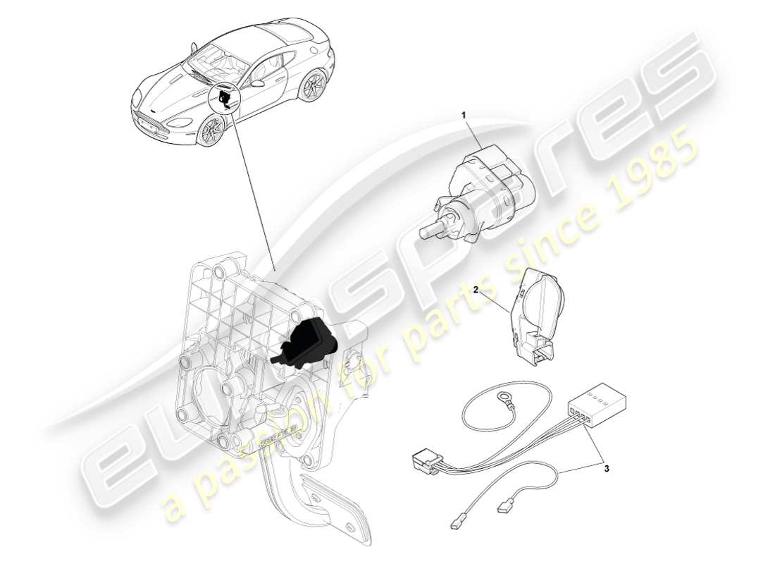 aston martin v8 vantage (2007) teilediagramm des bremslichtschalters