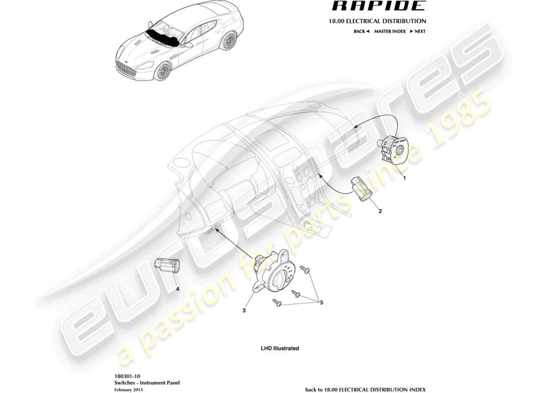 aston martin rapide (2011) teilediagramm für ip-switches