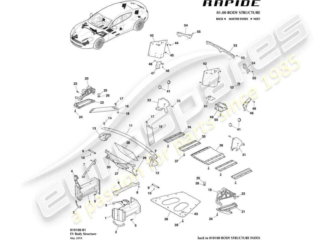 aston martin rapide (2011) zusatzteile teilediagramm