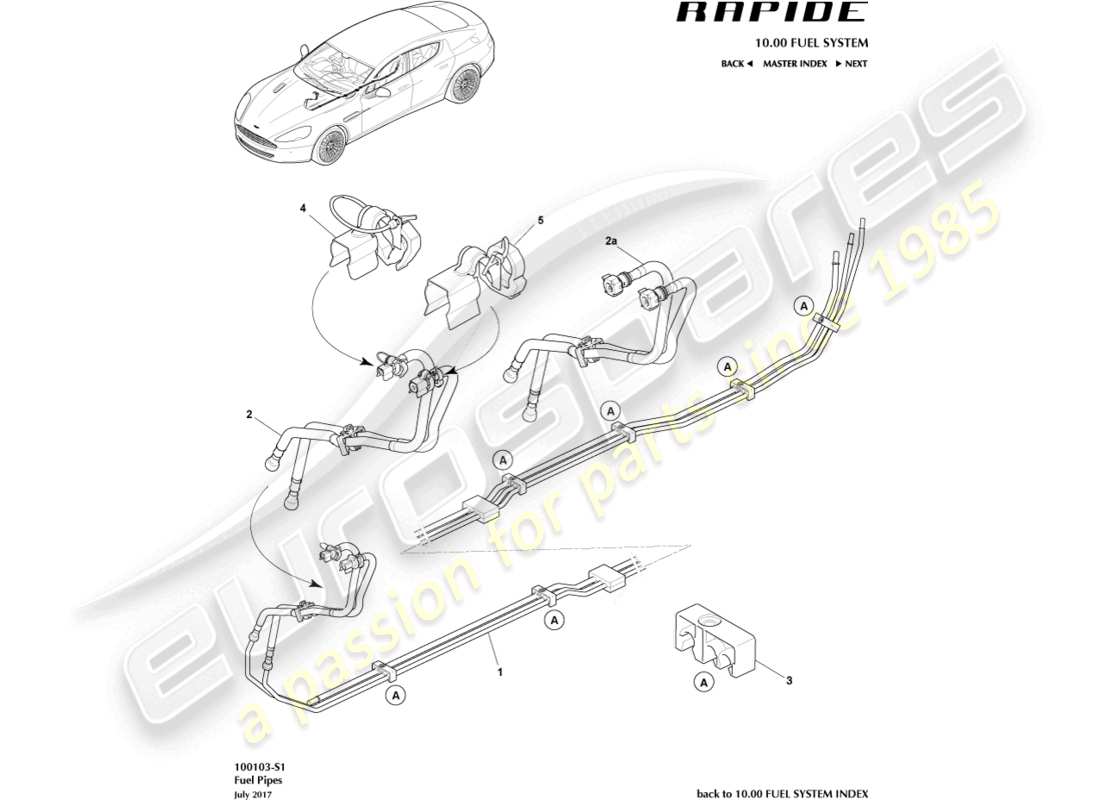 aston martin rapide (2011) teilediagramm kraftstoffverteilung