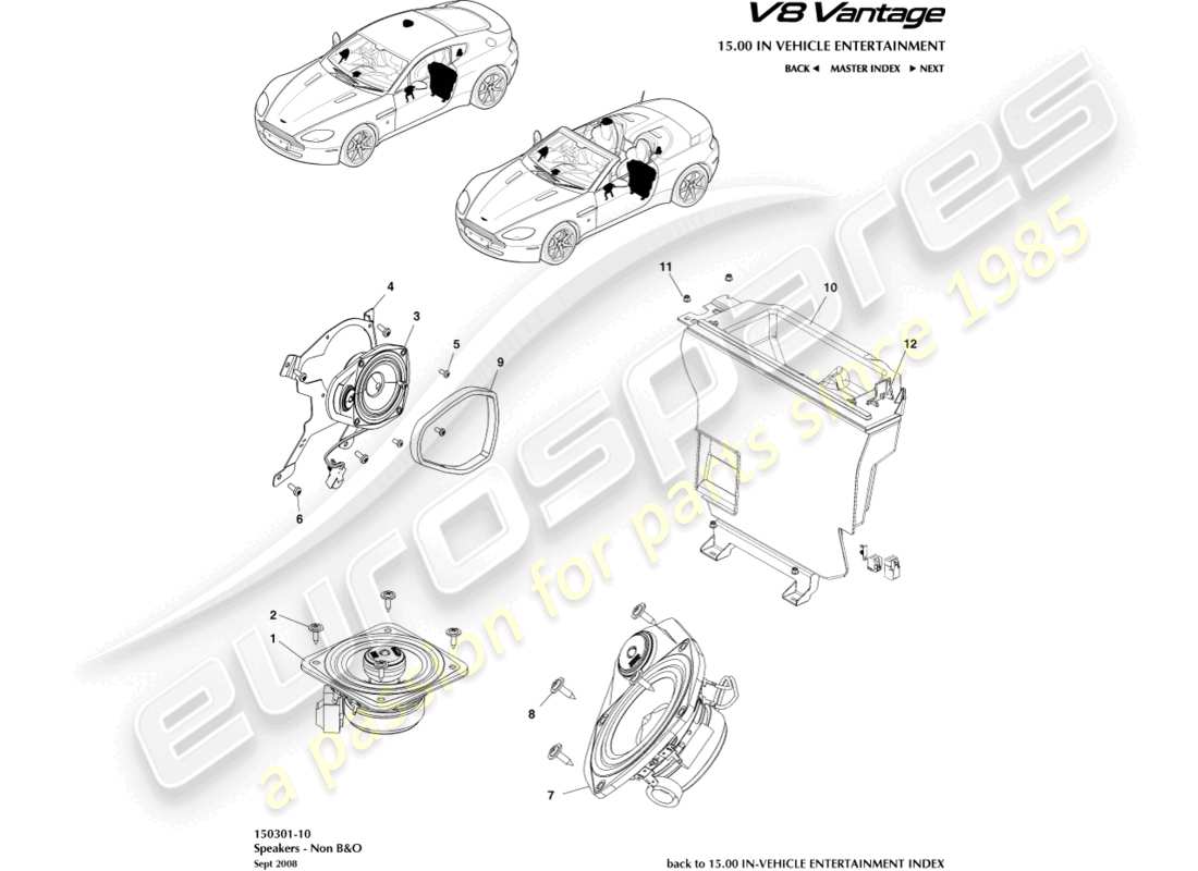 aston martin v8 vantage (2017) lautsprecher, basisteildiagramm