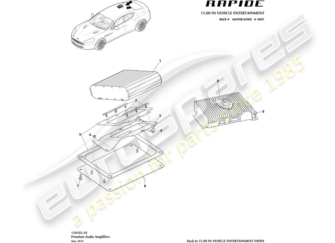 aston martin rapide (2010) doppelverstärker, bis zu 13my ersatzteildiagramm