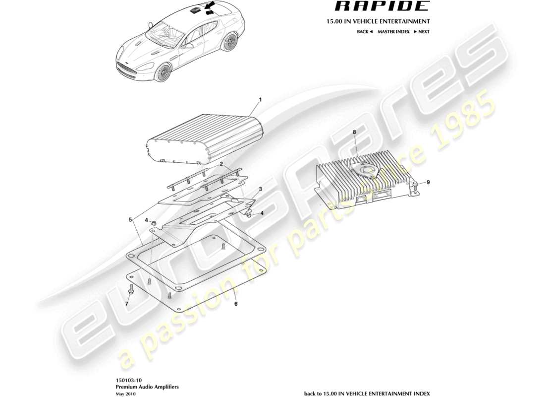 aston martin rapide (2011) doppelverstärker, bis zu 13my ersatzteildiagramm