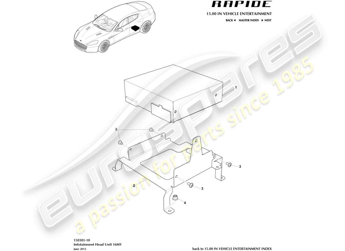 aston martin rapide (2011) infotainment-haupteinheit, 16my teilediagramm