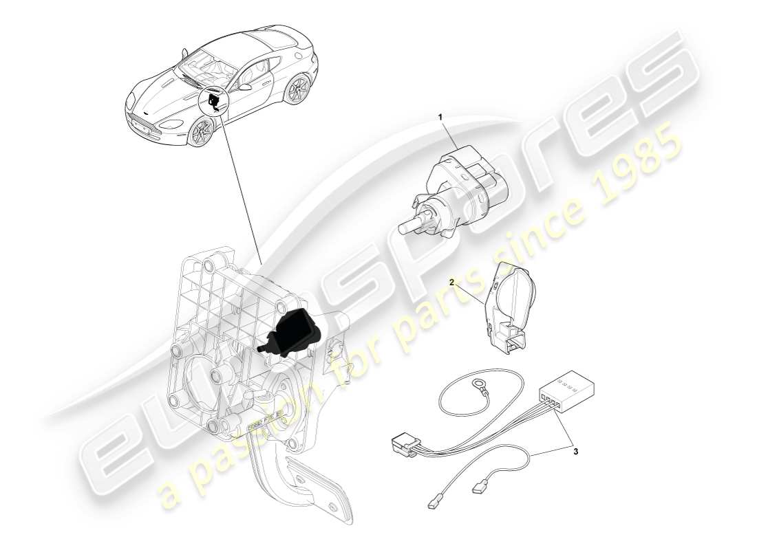 aston martin v8 vantage (2005) teilediagramm des bremslichtschalters