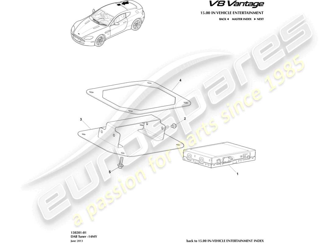aston martin v8 vantage (2017) dab-tuner, 14my ersatzteildiagramm