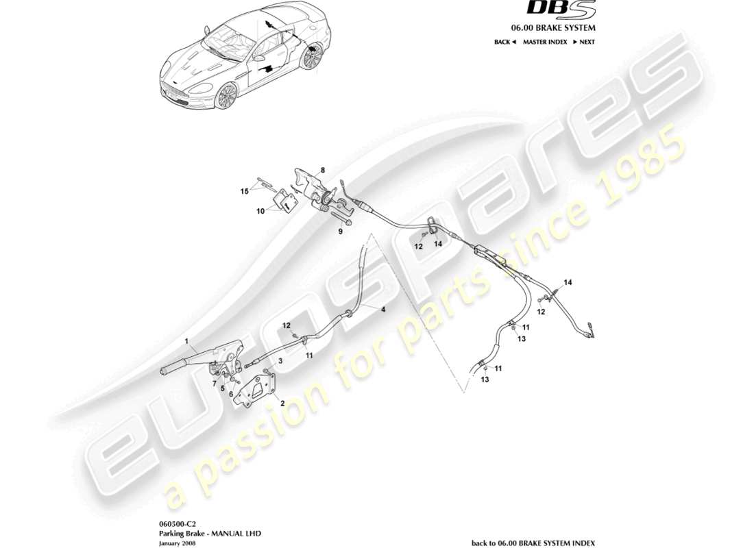 ein teilediagramm aus dem teilekatalog aston martin dbs