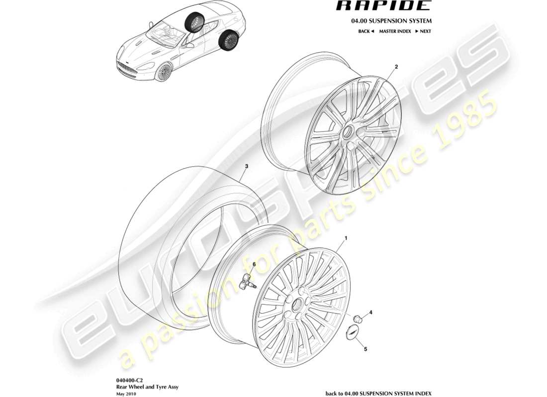 aston martin rapide (2017) räder und reifen, hinten bis 13my ersatzteildiagramm