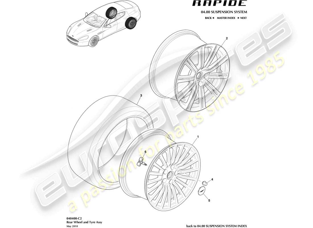 aston martin rapide (2011) räder und reifen, hinten bis 13my ersatzteildiagramm