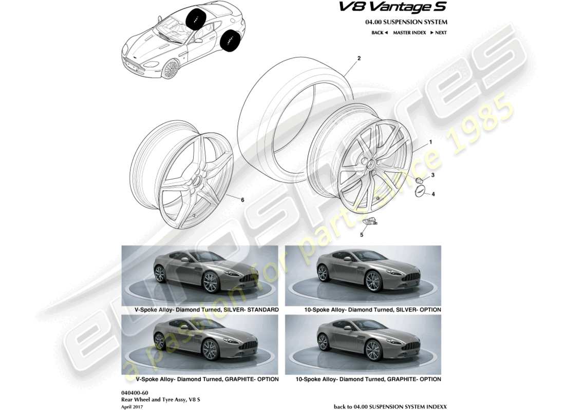 aston martin v8 vantage (2012) hinterräder und reifen, 12.25my im ersatzteildiagramm
