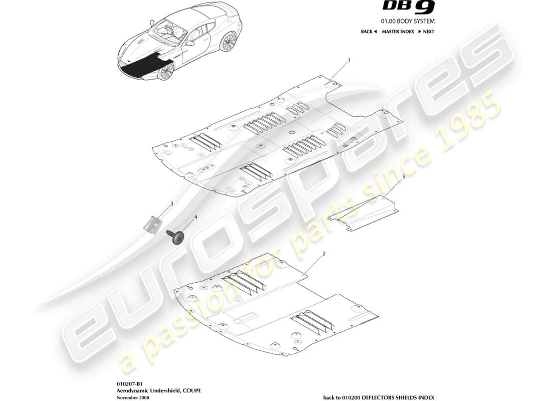 eine Teilezeichnung aus dem Aston Martin DB9 (2011) Teilekatalog