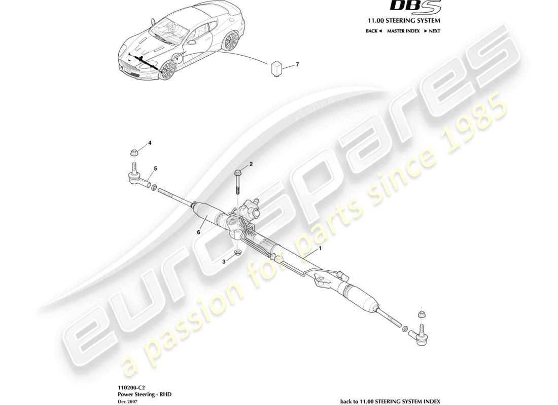 ein teilediagramm aus dem aston martin dbs-teilekatalog
