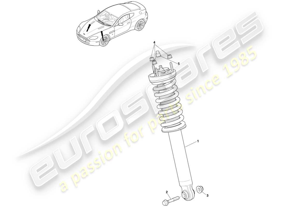 aston martin v8 vantage (2005) vordere feder und dämpfer, bilstein-ersatzteildiagramm