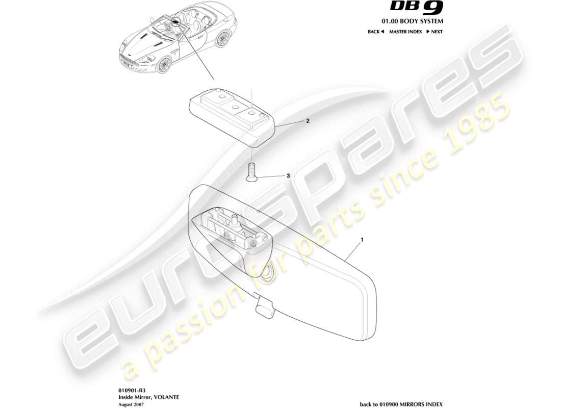 ein teilediagramm aus dem teilekatalog aston martin db9 (2010)