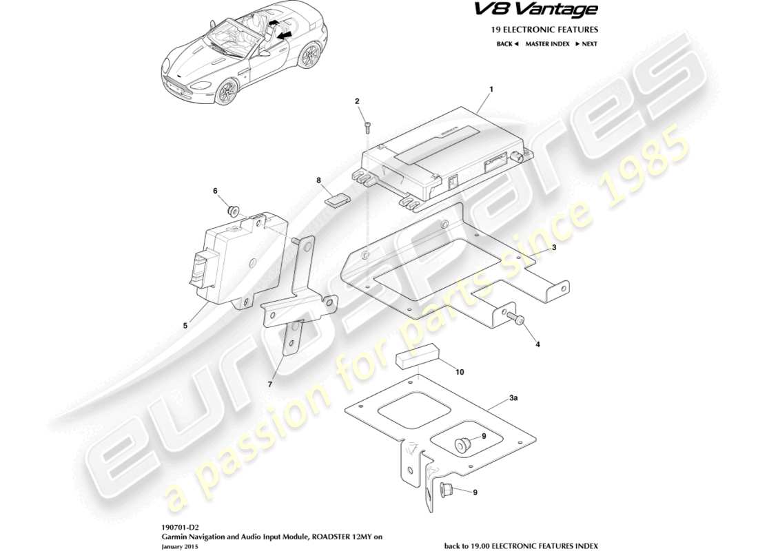aston martin vantage gt8 (2017) garmin navigation, roadster, 12my ersatzteildiagramm