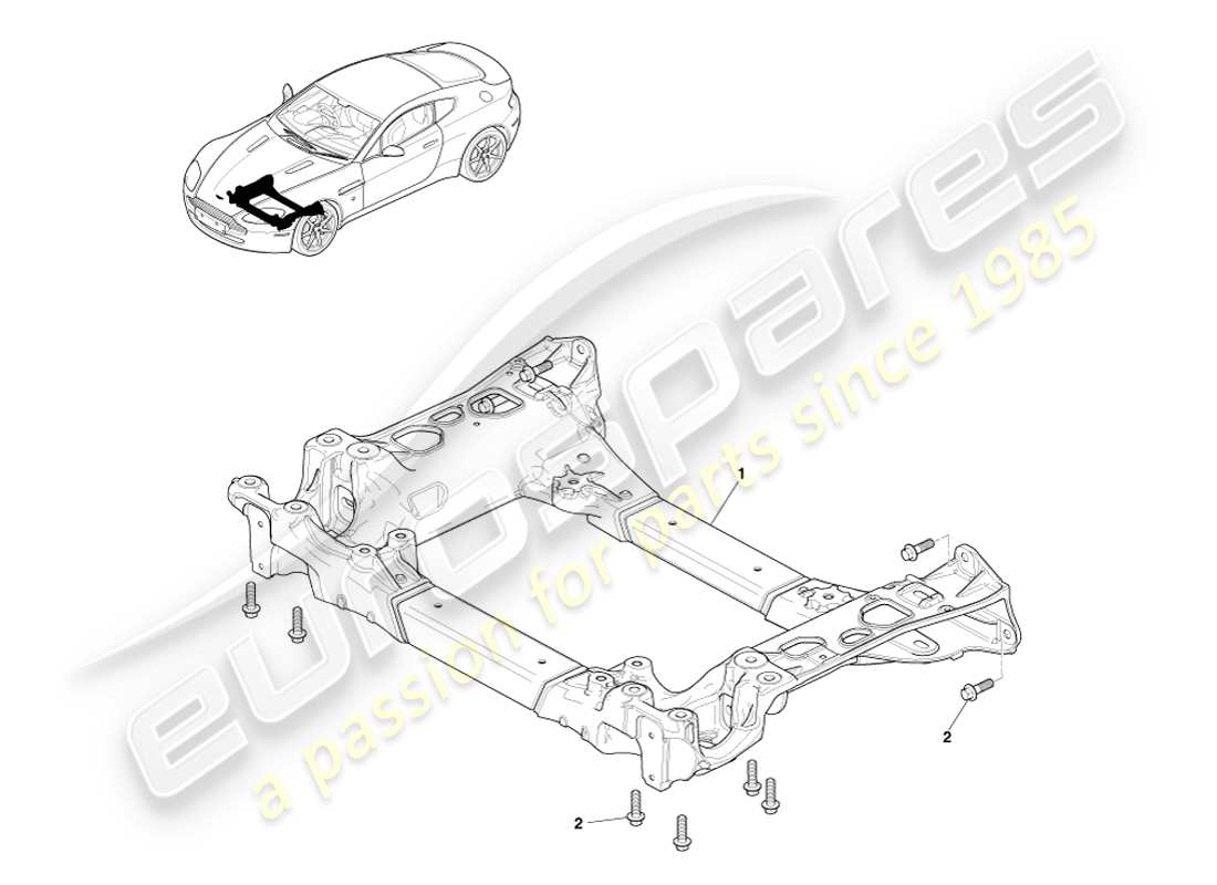 aston martin v8 vantage (2005) teilediagramm des vorderen hilfsrahmens