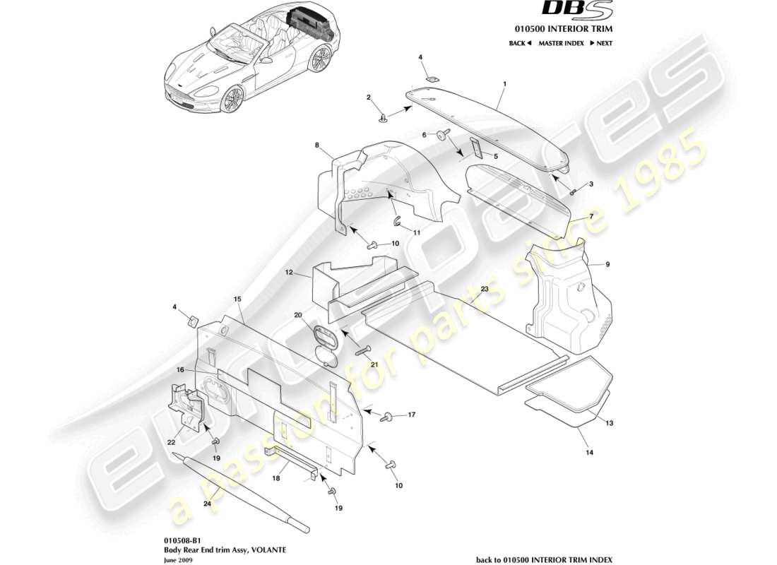ein teilediagramm aus dem teilekatalog aston martin dbs (2014)