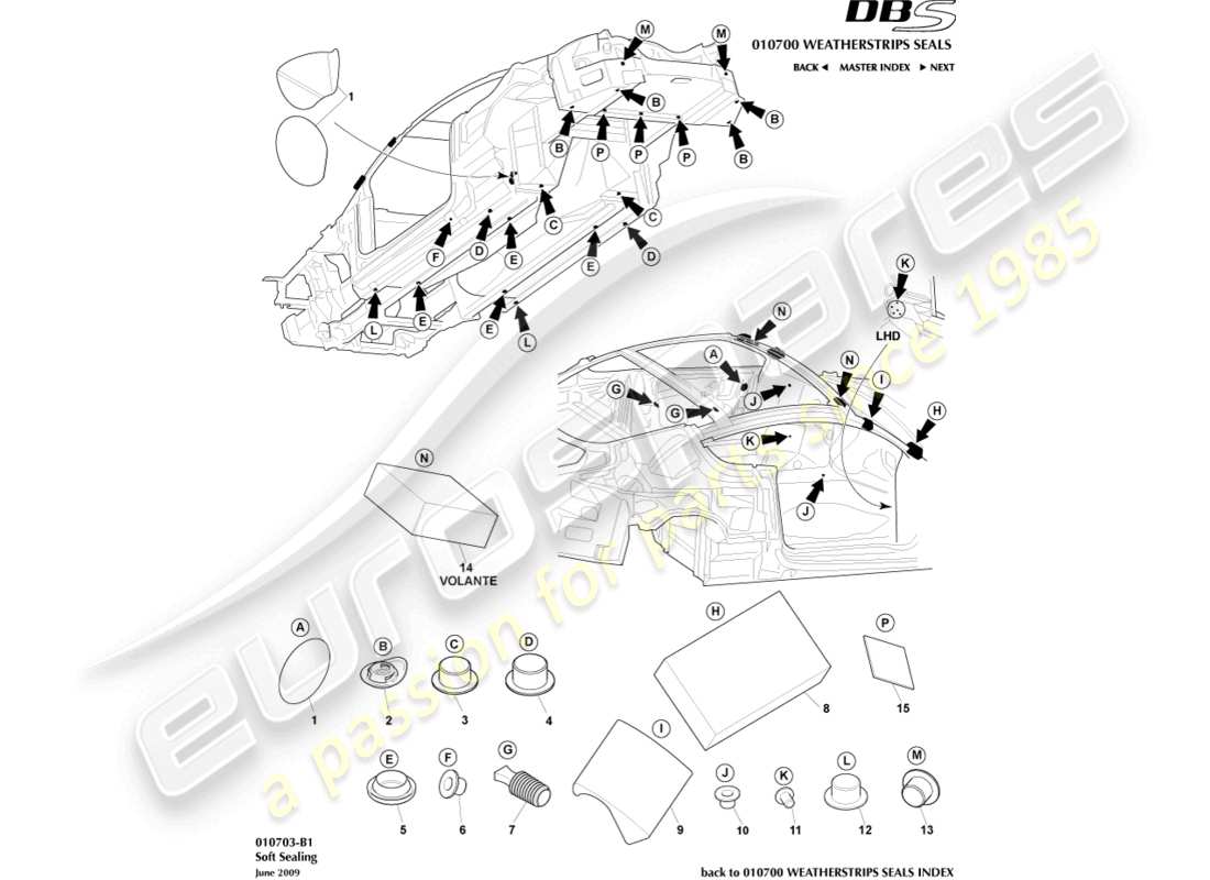 ein teilediagramm aus dem teilekatalog aston martin dbs (2014)