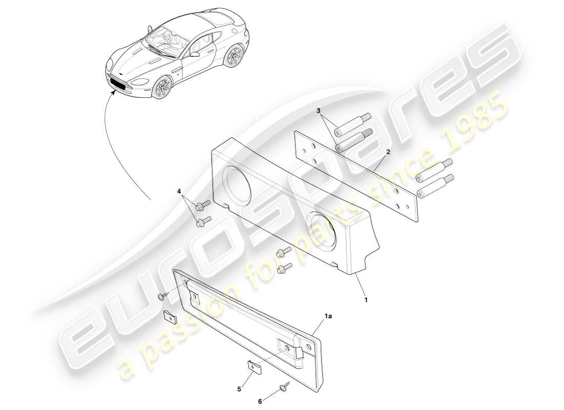 aston martin v8 vantage (2005) nummernschildhalter, schweiz ersatzteildiagramm