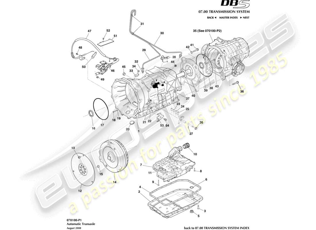 aston martin dbs (2010) transaxle, autoteildiagramm