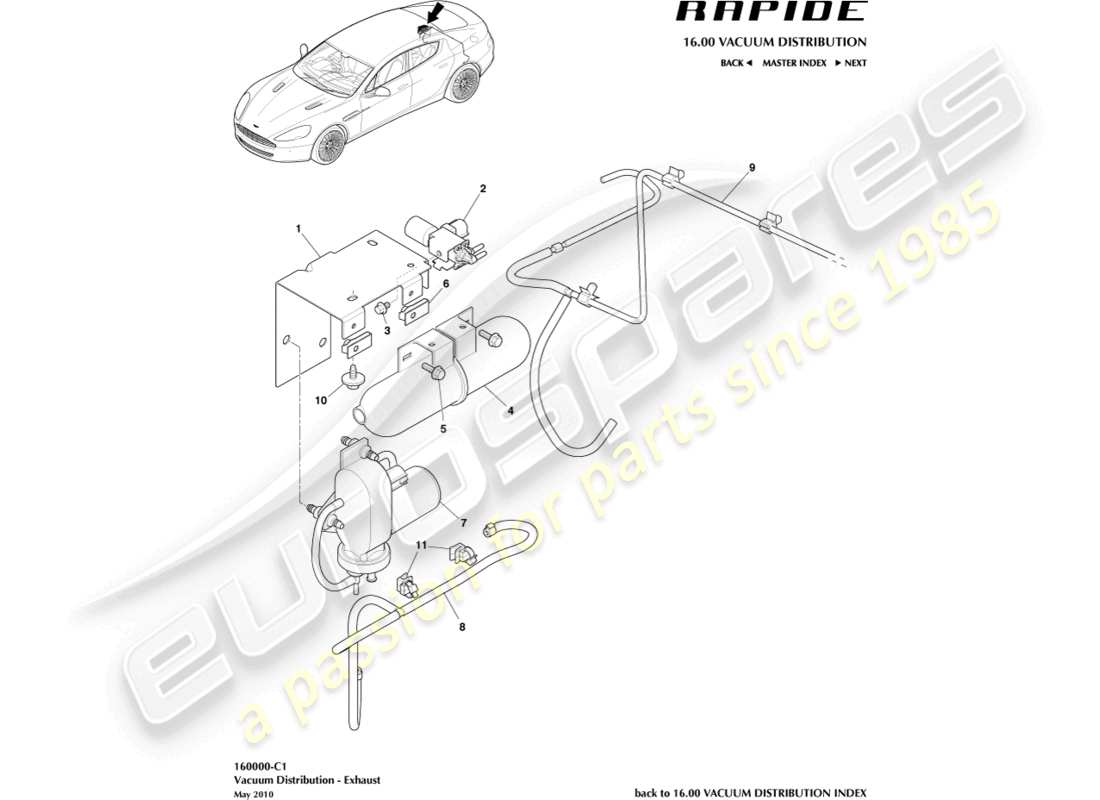 aston martin rapide (2011) vakuumverteilung, abgasteildiagramm