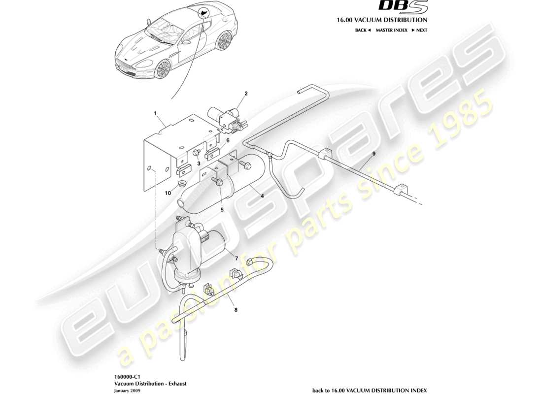aston martin dbs (2014) teilediagramm zur vakuumverteilung