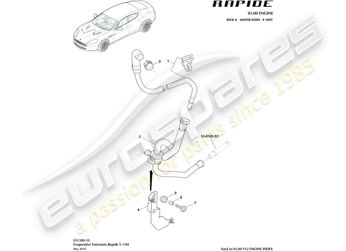 aston martin rapide (2011) verdunstungsemissionen, 15my teilediagramm