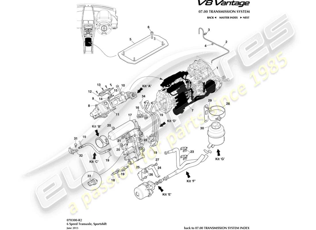 aston martin v8 vantage (2010) sportshift, 6 spd ersatzteildiagramm