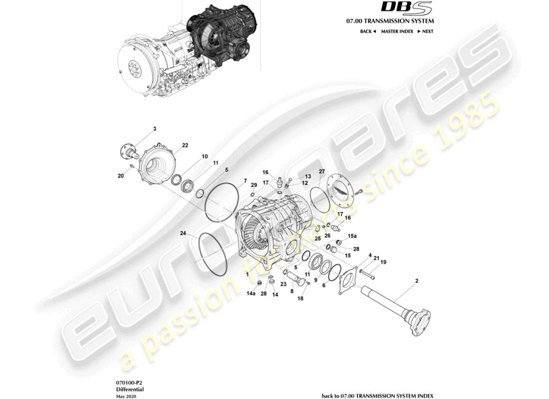 aston martin dbs (2011) differential teilediagramm
