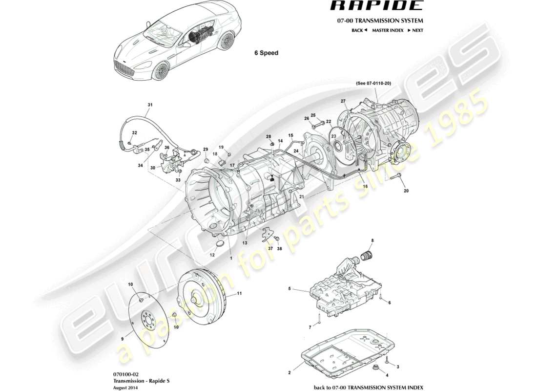 aston martin rapide (2013) transaxle, s-teilediagramm