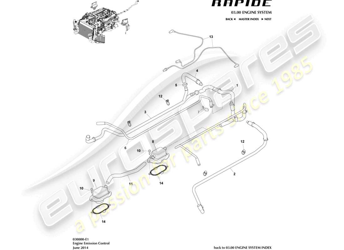 aston martin rapide (2011) emission control teilediagramm