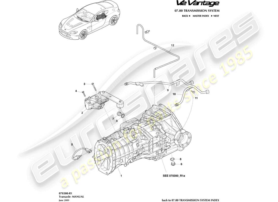 aston martin v12 vantage (2011) transaxle, manuelles ersatzteildiagramm