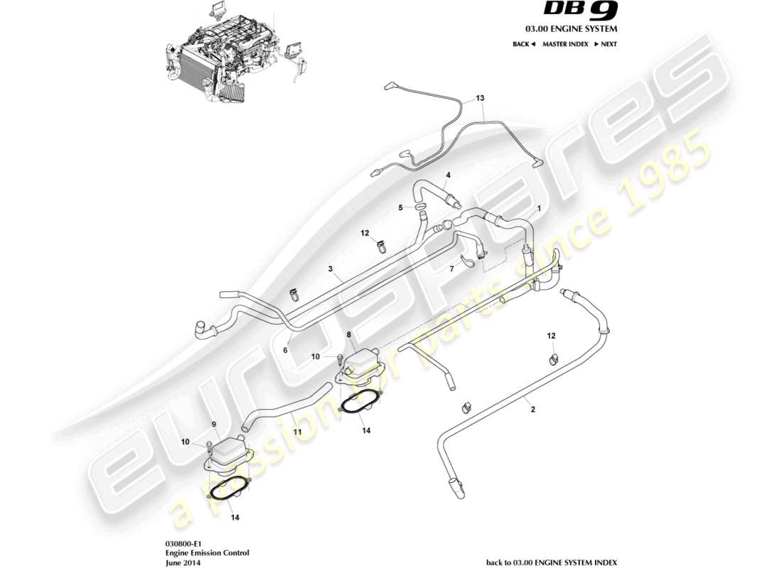 aston martin db9 (2007) emission control teilediagramm