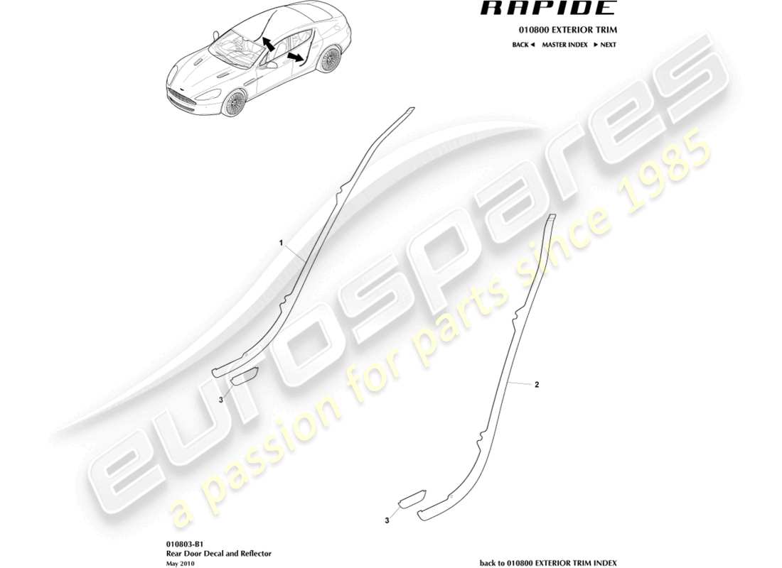aston martin rapide (2016) teilediagramm der hecktürverkleidung